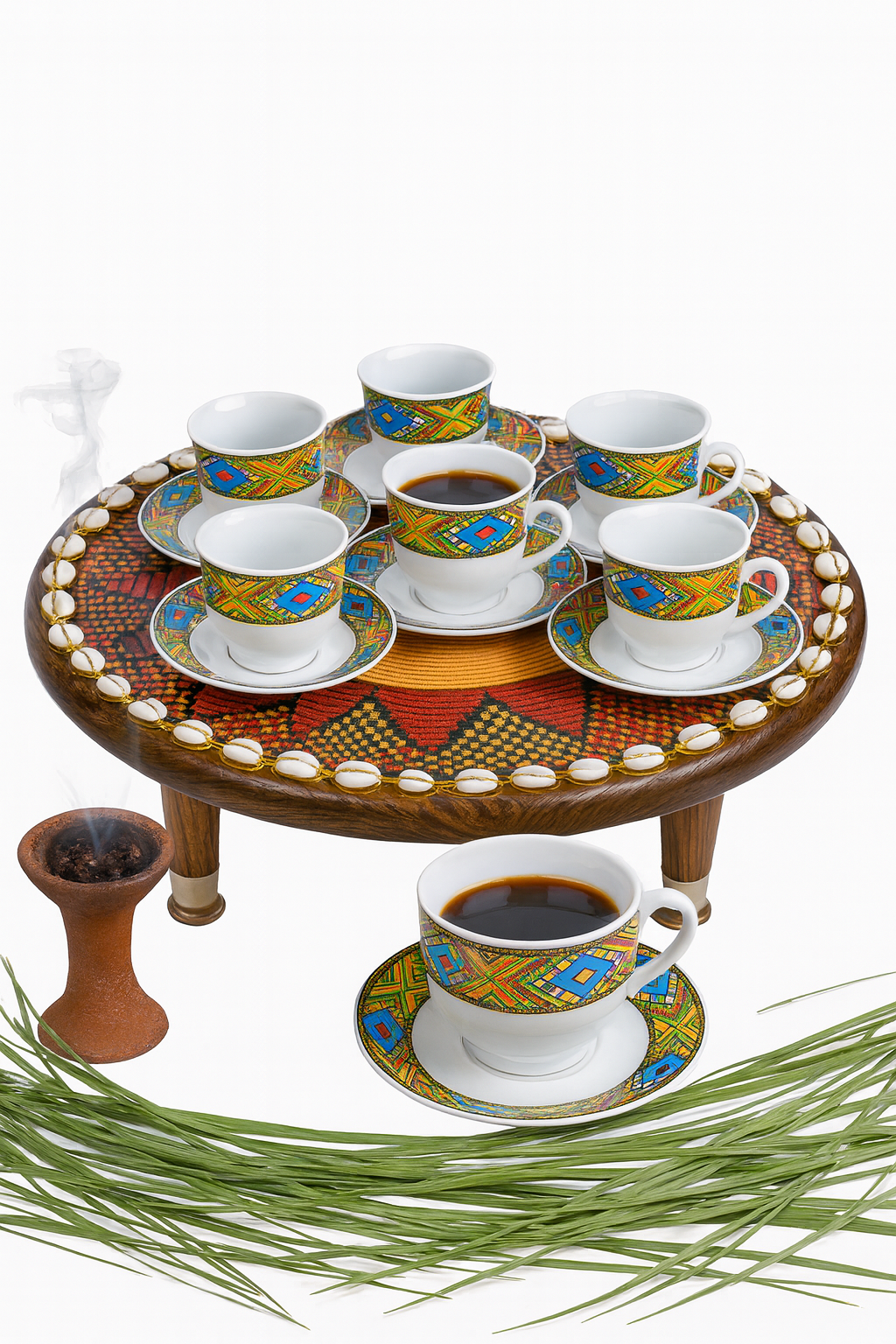 Ethiopian Traditional Classic Sheba Art Coffee Cup Set Sini