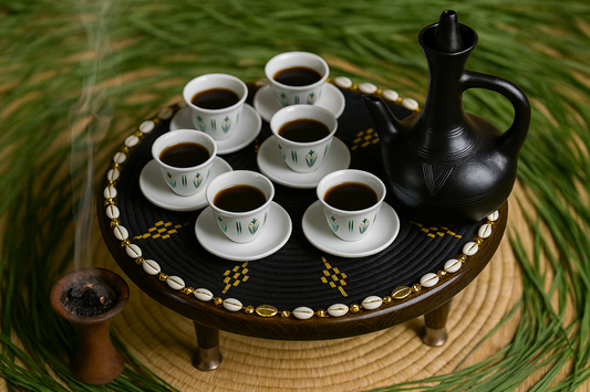 Handcrafted Ethiopian Rekebot – Black & Gold Starburst Pattern