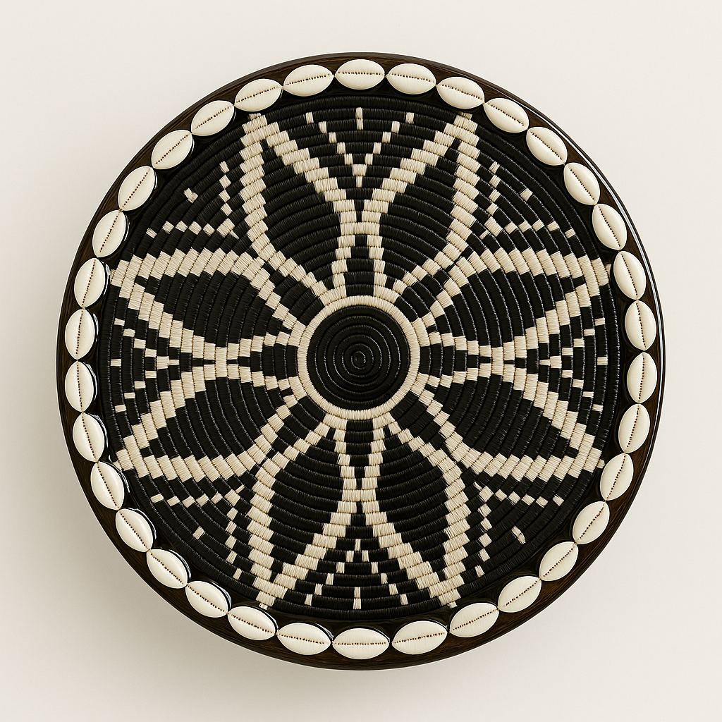 Handcrafted Ethiopian Rekebot – Black & White Floral Weave