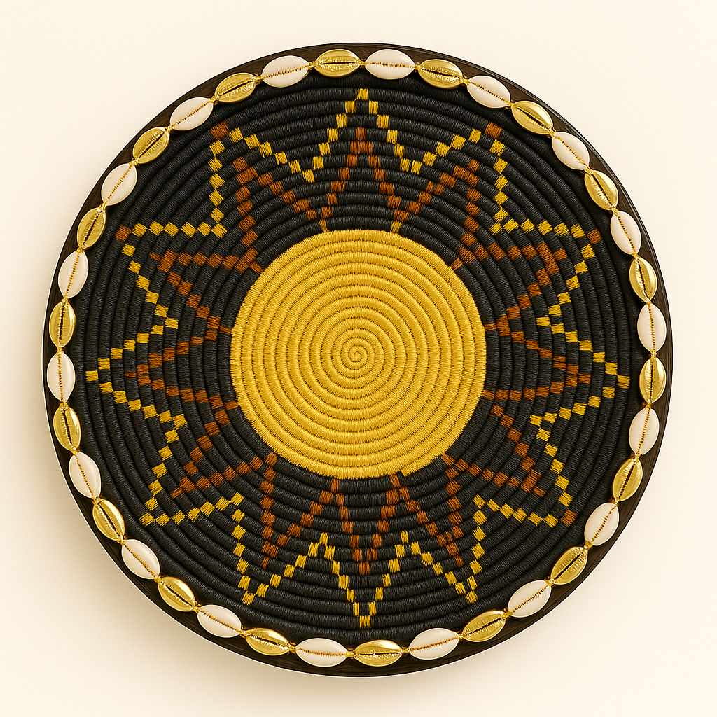 Handcrafted Ethiopian Rekebot – Golden Sunburst on Black