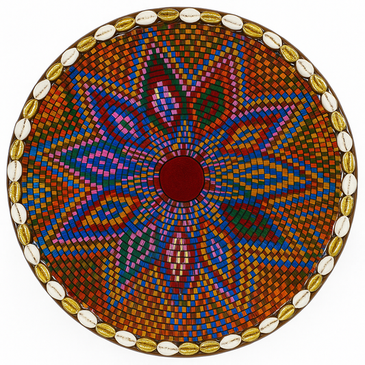 Handcrafted Ethiopian Rekebot – Multicolor Mosaic Floral Pattern