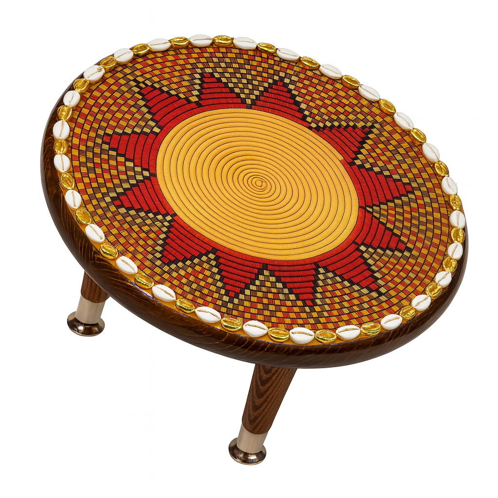 Handcrafted Ethiopian Rekebot – Red & Gold Sunburst Design