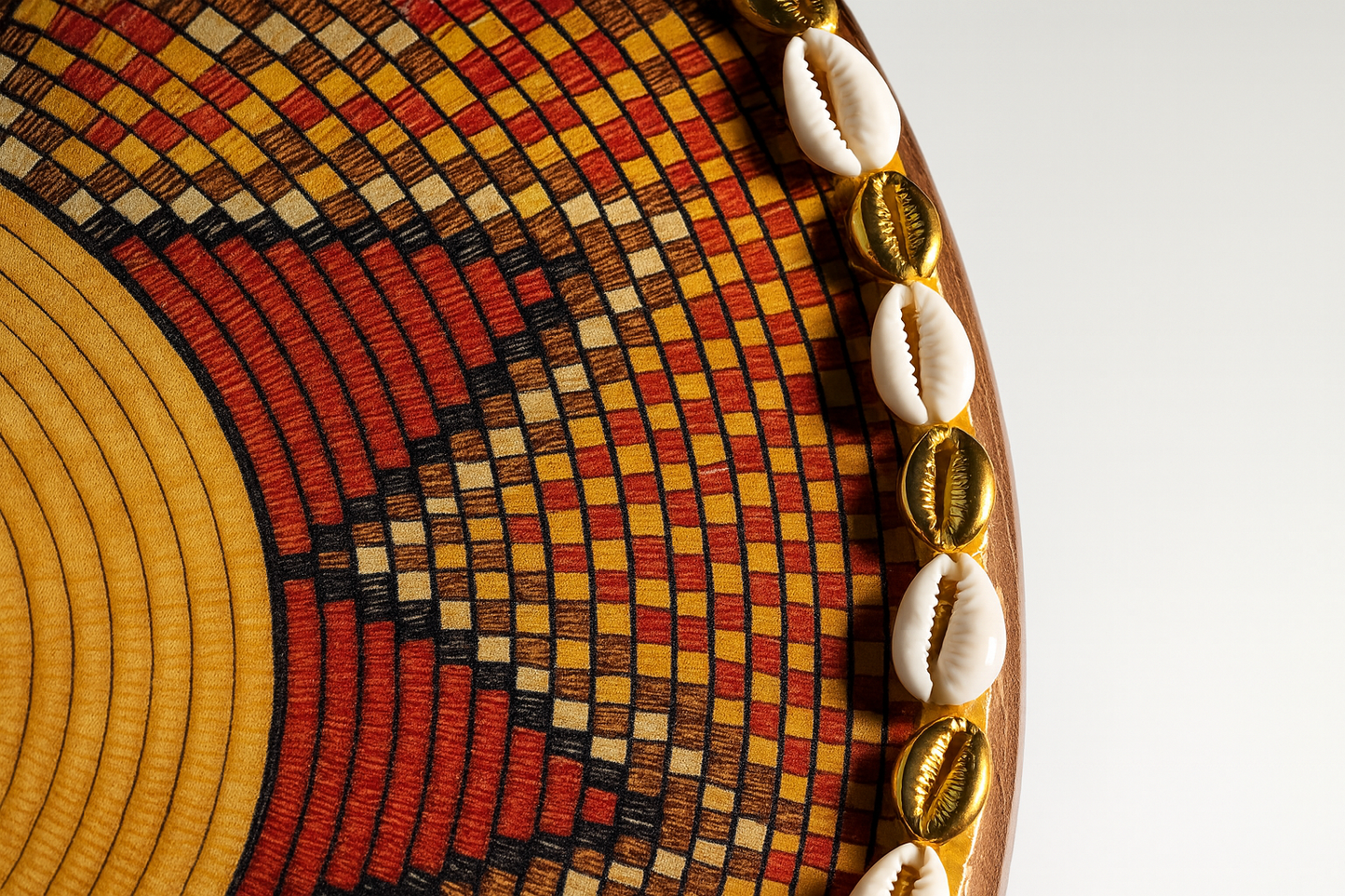 Handcrafted Ethiopian Rekebot – Red & Gold Sunburst Design