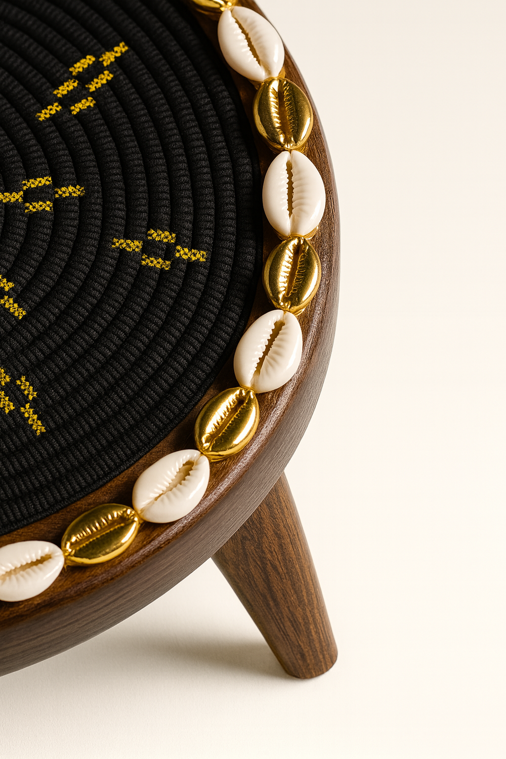 Handcrafted Ethiopian Rekebot – Black & Gold Starburst Pattern