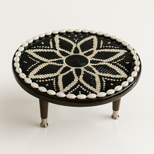 Handcrafted Ethiopian Rekebot – Black & White Floral Weave
