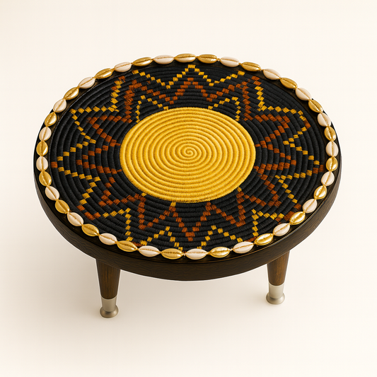 Handcrafted Ethiopian Rekebot – Golden Sunburst on Black