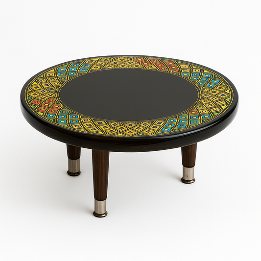 Handcrafted Ethiopian Rekebot – Black & Diamond Border Design