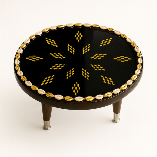 Handcrafted Ethiopian Rekebot – Black & Gold Starburst Pattern