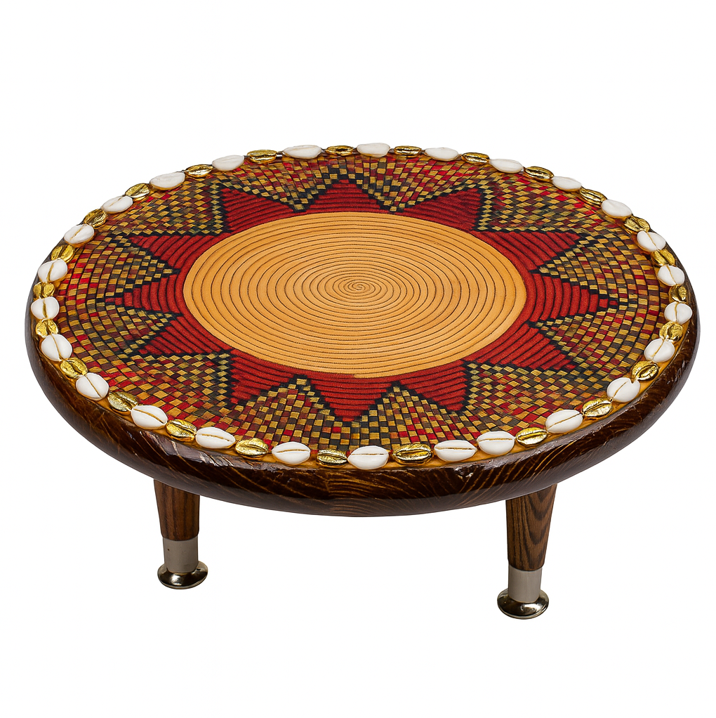 Handcrafted Ethiopian Rekebot – Red & Gold Sunburst Design