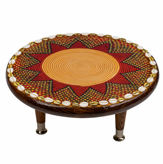 Handcrafted Ethiopian Rekebot – Red & Gold Sunburst Design
