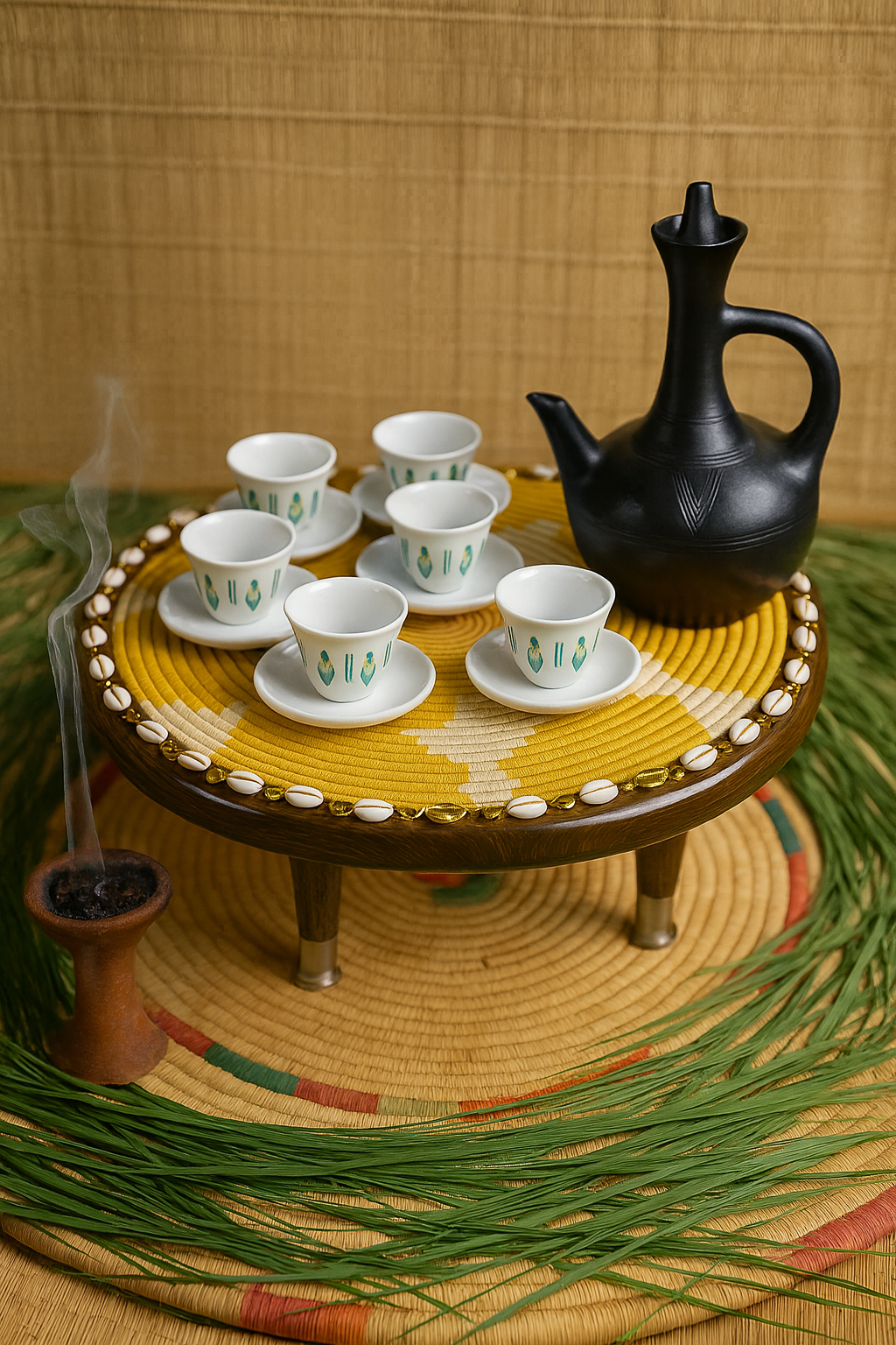 Handcrafted Ethiopian Rekepot – Golden Cross Pattern