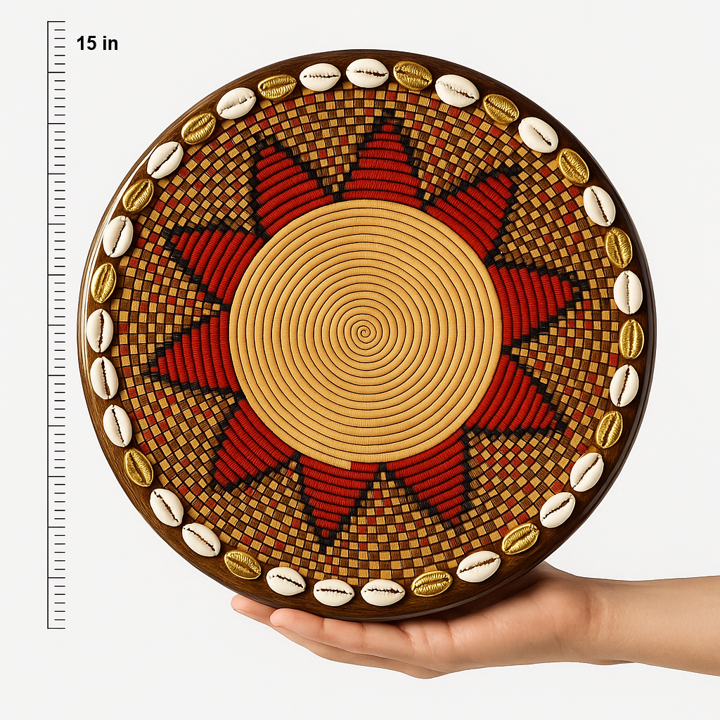 Handcrafted Ethiopian Rekebot – Red & Gold Sunburst Design