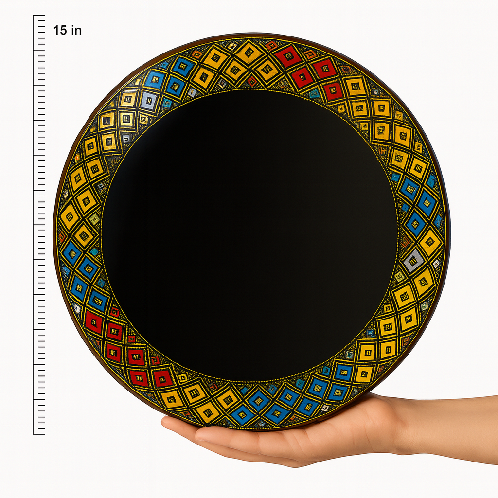 Handcrafted Ethiopian Rekebot – Black & Diamond Border Design