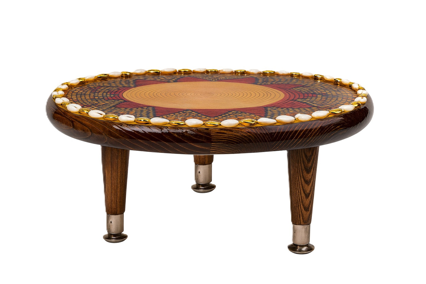 Handcrafted Ethiopian Rekebot – Red & Gold Sunburst Design