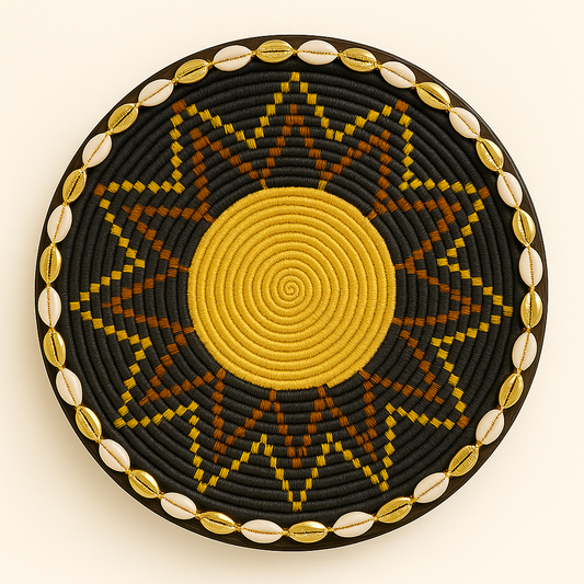 Handcrafted Ethiopian Rekebot – Golden Sunburst on Black