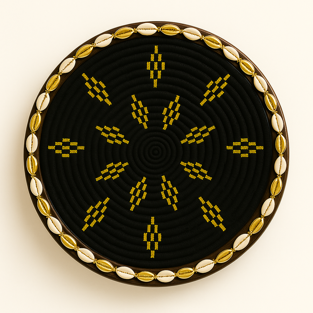 Handcrafted Ethiopian Rekebot – Black & Gold Starburst Pattern