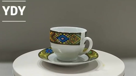 Ethiopian Traditional Classic Sheba Art Coffee Cup Set Sini
