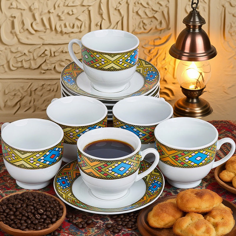 Ethiopian Traditional Classic Sheba Art Coffee Cup Set Sini